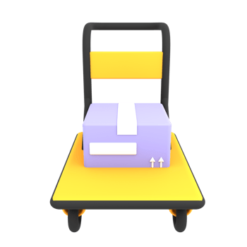 3d luxury cart trolley with two cardboard boxes icon ecommerce illustration png