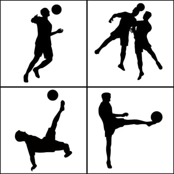 Footballer action silhoutte vector