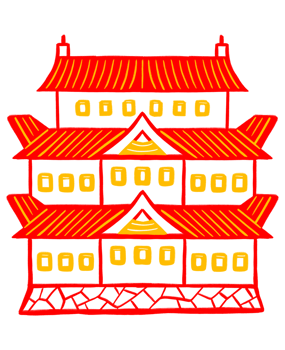 Tokyo Temple Building in flat design style png