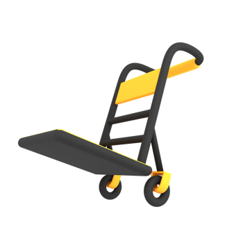 3d Luxury empty delivery trolley shipping icon ecommerce illustration png