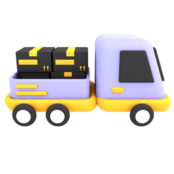 3d colorful delivery car deliver cardboard boxes parcel shipping icon e-commerce illustration png