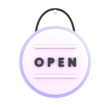 3d we are open sign on the window icon e-commerce illustration png