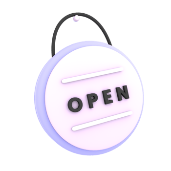 3d we are open sign on the window icon e-commerce illustration png