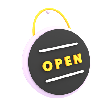 3d open sign on the window icon e-commerce illustration png