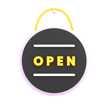 3d open sign on the window icon e-commerce illustration png