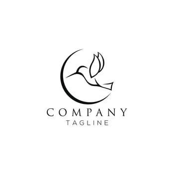 Hummingbird abstract line logo icon with outline monoline vector illustration
