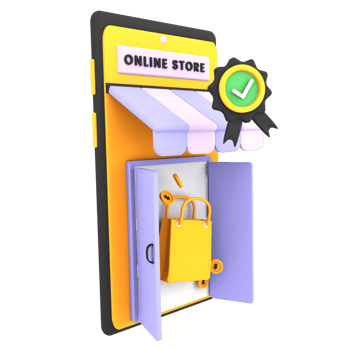 verified shop online store 3d illustration for ecommerce icon png