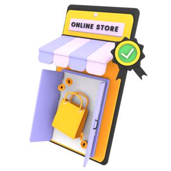 verified shop online store 3d illustration for ecommerce icon png