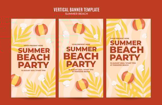 Summer Day - Beach Party Web Banner for Social Media Vertical Poster, banner, space area and background vector