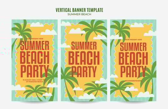 Summer Day - Beach Party Web Banner for Social Media Vertical Poster, banner, space area and background vector