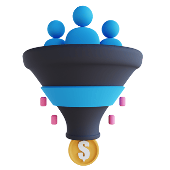 3D illustration sales funnel png