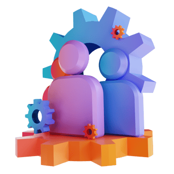3D illustration colorful management team png