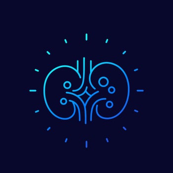 kidney stones, renal pain line icon vector
