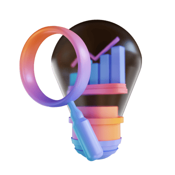 3D illustration colorful idea analysis png