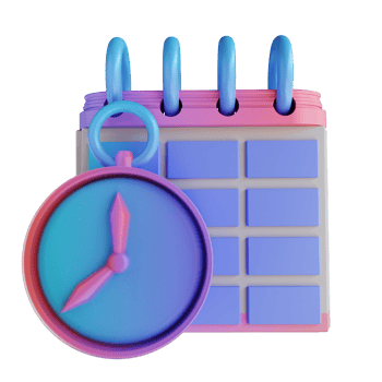 3D illustration colorful schedule clock and calendar png