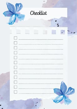 Watercolour checklist, planner. Flower background. vector