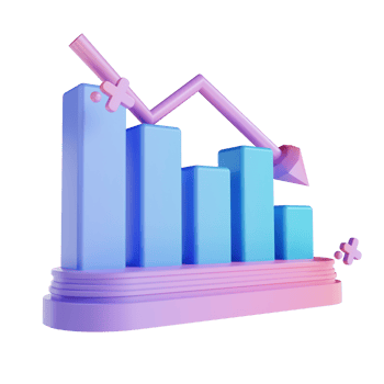 3D illustration colorful graph down png