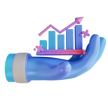 3D illustration colorful hand monitoring graph png