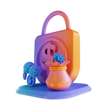 3D illustration colorful money security lock png