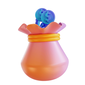3D illustration colorful money bag png