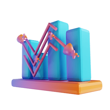 3D illustration colorful data graph down png