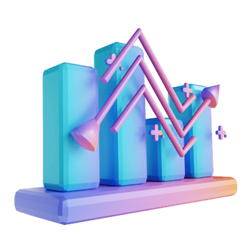 3D illustration colorful data graph up png