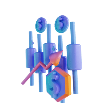 3D illustration colorful money rising candlestick chart png
