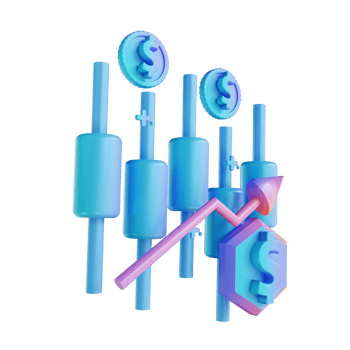 3D illustration colorful money rising candlestick chart png