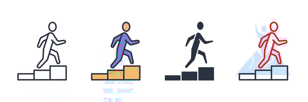 career icon logo vector illustration. people climbing upstairs symbol template for graphic and web design collection