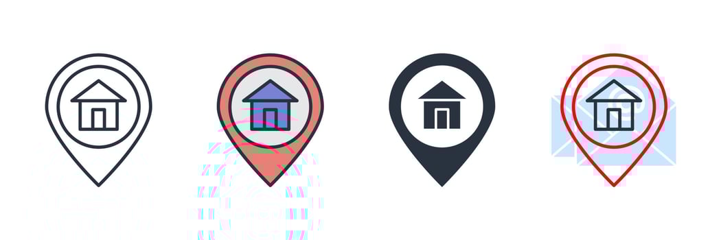 address icon logo vector illustration. Home Location symbol template for graphic and web design collection