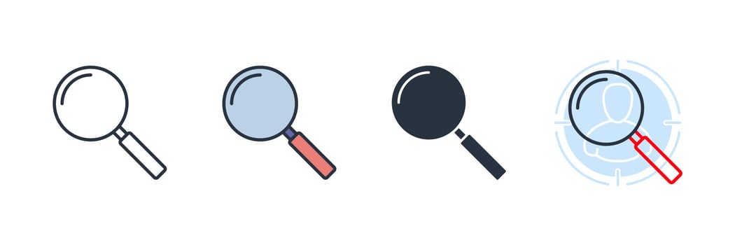 search icon logo vector illustration. Magnifying glass symbol template for graphic and web design collection
