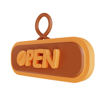 3D illustration coffee shop open png