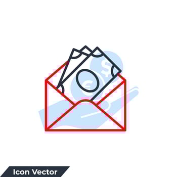 Salary in envelope icon logo vector illustration. dollar bills in envelope symbol template for graphic and web design collection