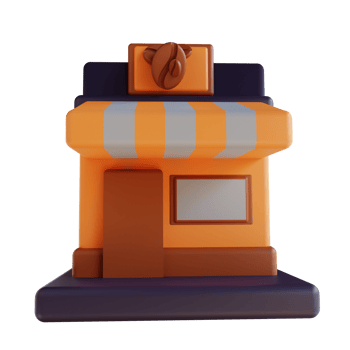 3D illustration coffee shop png