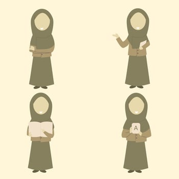 set of muslim teacher illustration vector