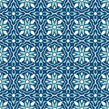 Traditional ornate Portuguese tiles azulejos. Ethnic folk ornament. The vintage pattern. Majolica. Vector decorative background.