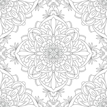 Vector seamless pattern with mandala ornament. Ethnic folk ornament. Vintage monochrome damask ornament. Vector decorative background. Great for any design.