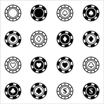 poker chip icon vector set design template