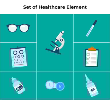 Set of medical flat icon vector. Doctor and nurse equipment. Element for health care. Vector eps 10