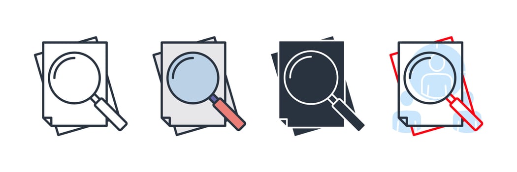 review icon logo vector illustration. audit symbol template for graphic and web design collection