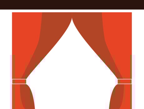 red curtain icon on white background. curtain sign.  theatre stage symbol. flat style. vector