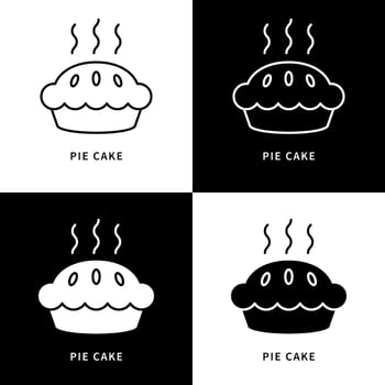 Pie Cake Icon. Dessert And Breakfast Meal Logo. Pastry and Bakery Vector Symbol