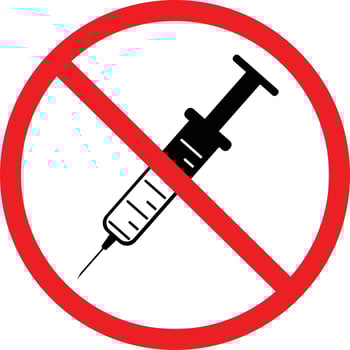 no drugs allowed icon on white background. no needles warning sign. no syringe symbol. medical syringe icon in red circle. vector