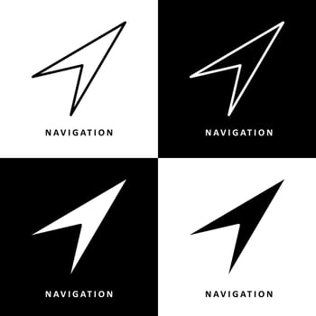 Navigation Arrow Icon Symbol. Compass Sign Logo Vector Illustration