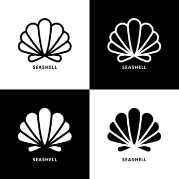 Shell Icon Cartoon. Seashell Symbol Vector Logo