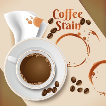 Coffee Stain And Coffee Beans On A Cup vector