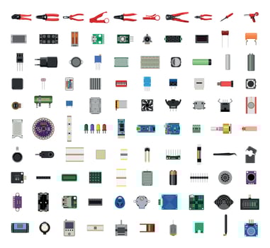 Set of Electronic Components vector