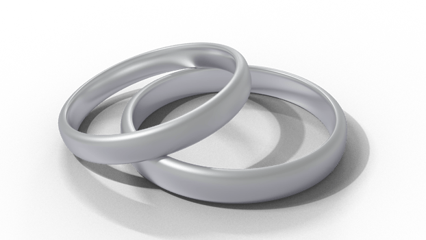 Silver Wedding Ring Design Element 3D Render png