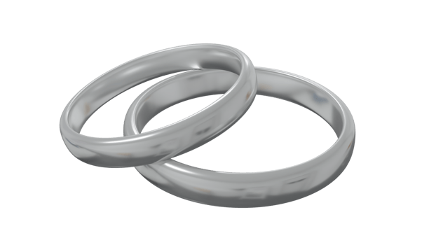 Silver Wedding Ring Design Element 3D Render png