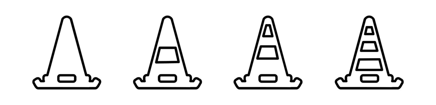 cone icon in different style vector,two colored and black cone vector icons designed,traffic cone icon set, barrier symbol vector Illustration